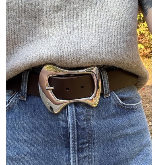 Anthropologie Accessories - Anthropology Statement Leather Buckle Belt NWOT size XL